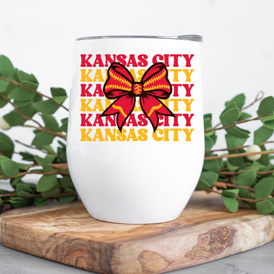 Kansas City Football Bow Wine Tumbler