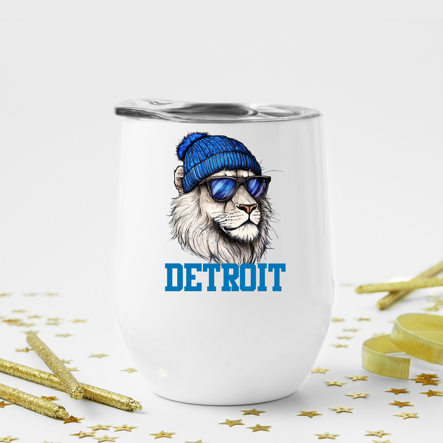 Detroit Beanie Lion Wine Tumbler