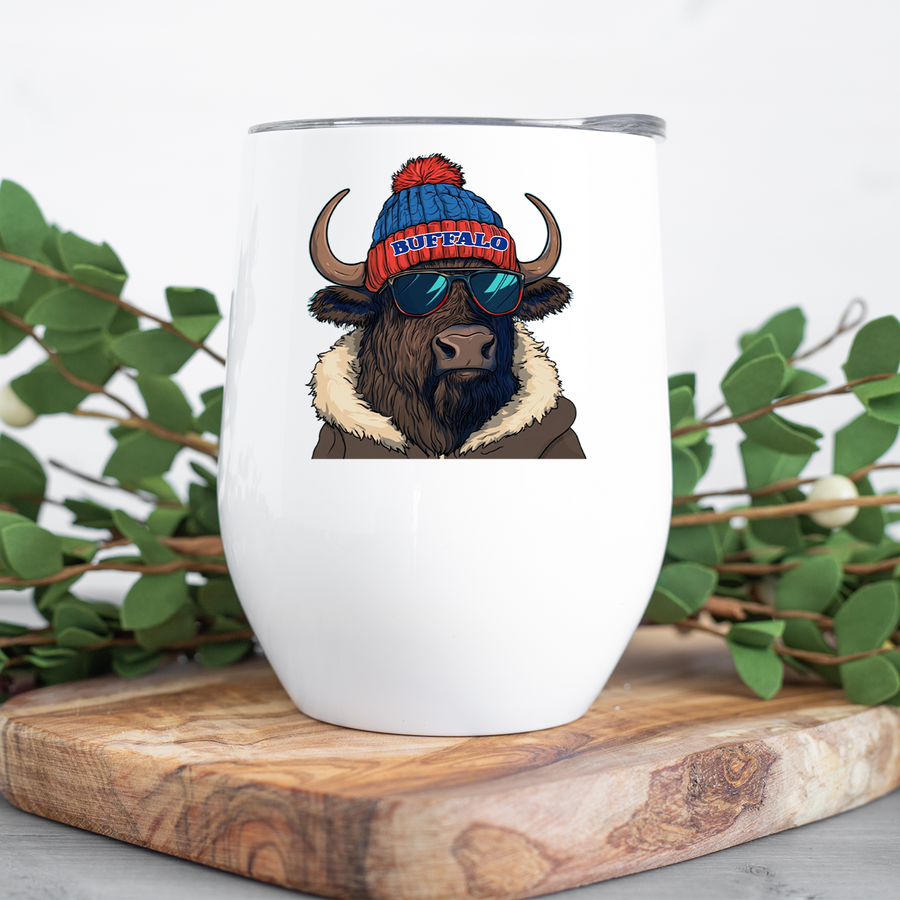 Buffalo In a Beanie Wine Tumbler