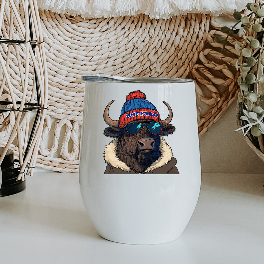 Buffalo In a Beanie Wine Tumbler