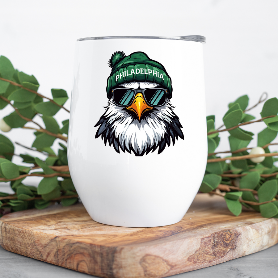 Philly Eagle Cartoon Wine Tumbler