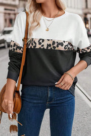 Leopard Round Neck Long Sleeve Top