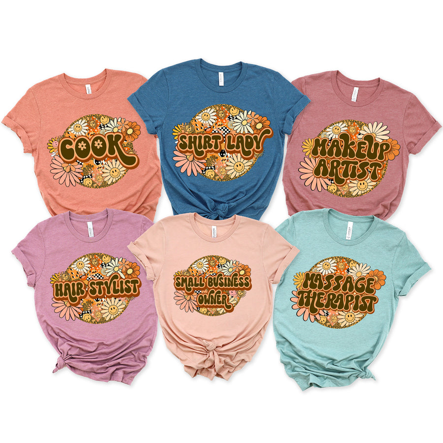 Retro Flowers Profession Titles 2 Unisex T-shirt