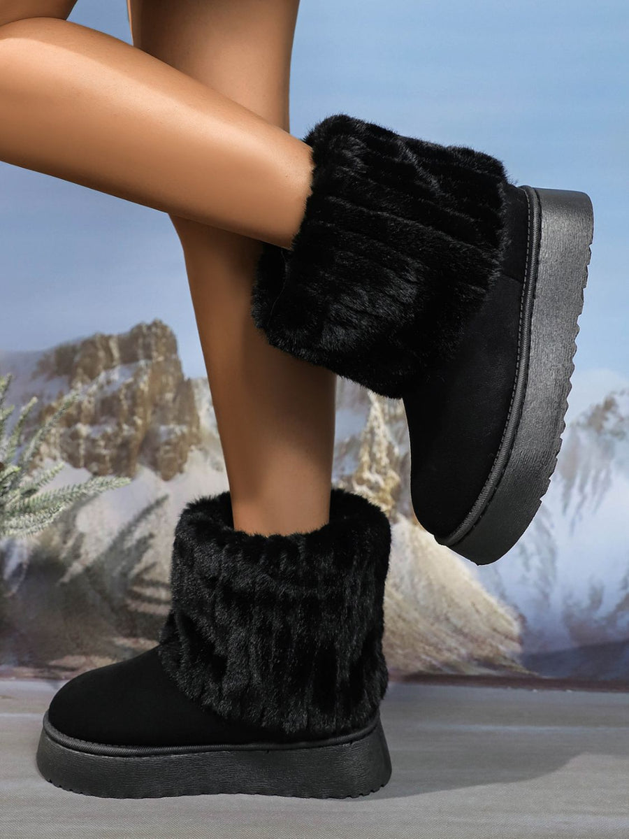 Thermal Faux Fur Suede Platform Boots