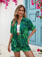 Printed Button Up Half Sleeve Top and Shorts Set