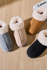 Faux Fur Round Toe Platform Slippers