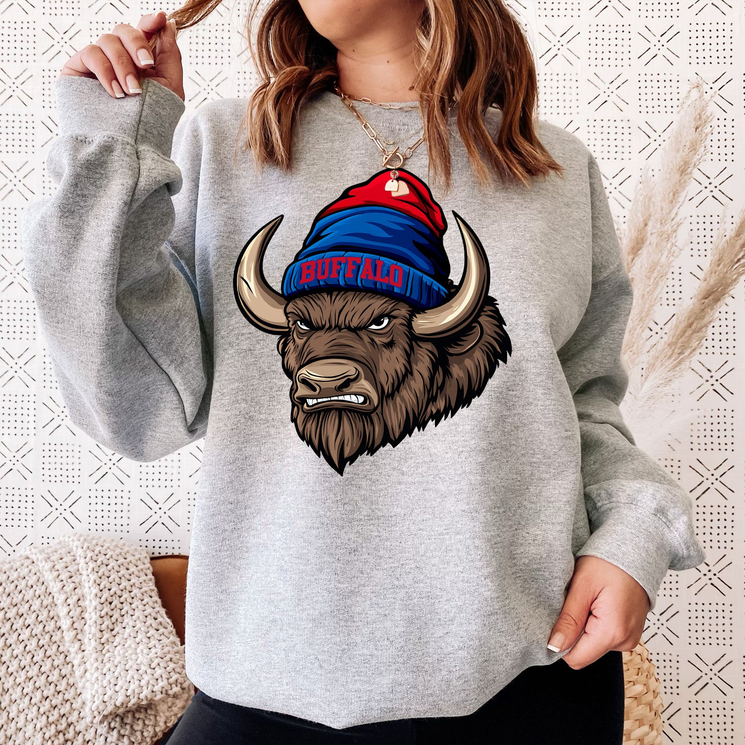 Buffalo Beanie Vintage Cartoon Unisex Sweatshirt