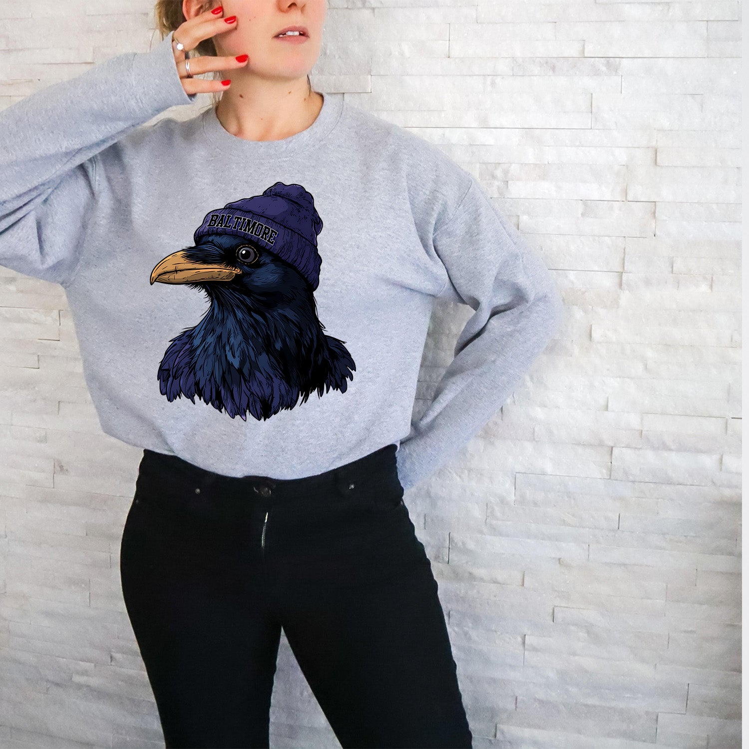 Baltimore Beanie Raven Cartoon Unisex Sweatshirt