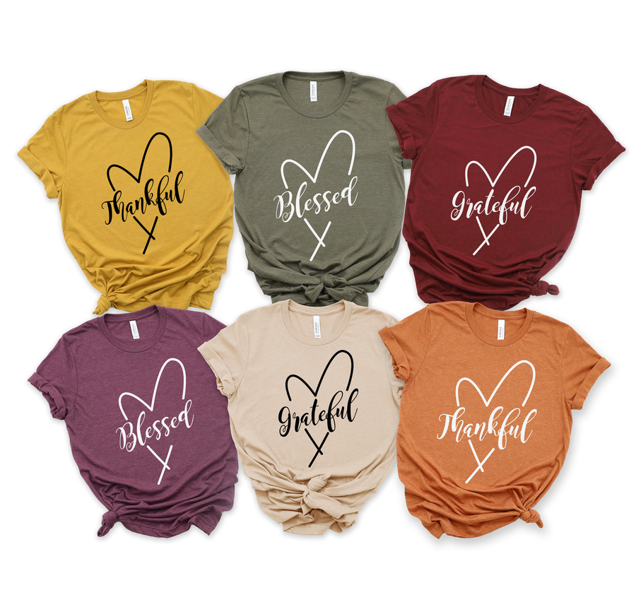 Grateful Thankful Blessed Hearts Unisex T-shirt