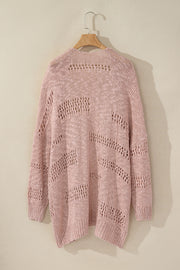 Openwork Open Front Long Sleeve Cardigan