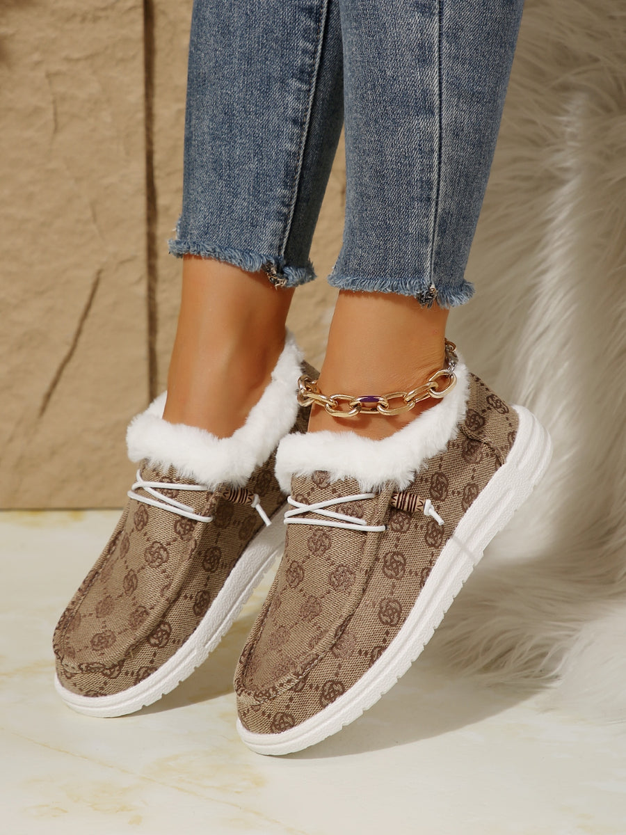 Printed Round Toe Flat Slip-Ons