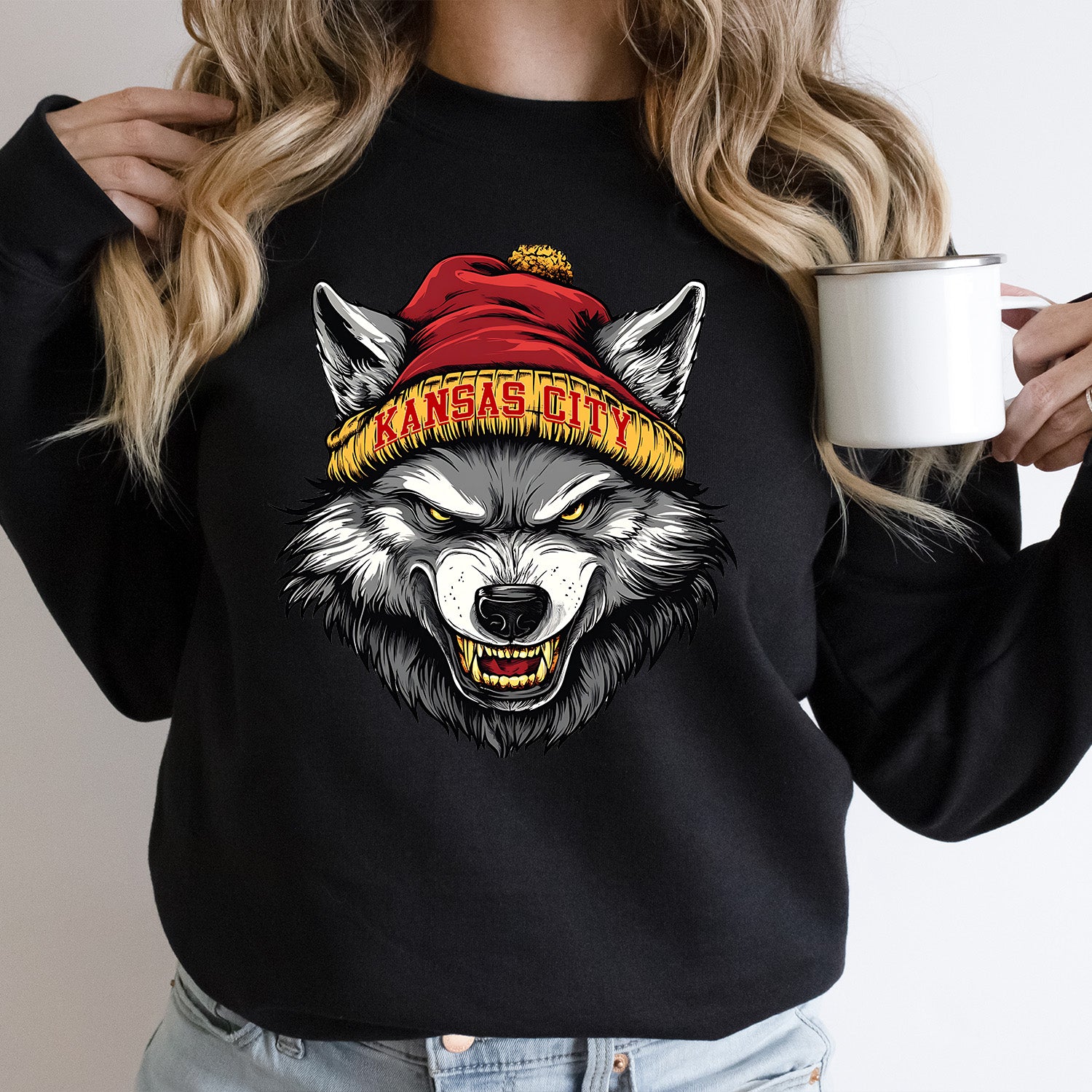 Kansas City Beanie Wolf Vintage Cartoon Unisex Sweatshirt