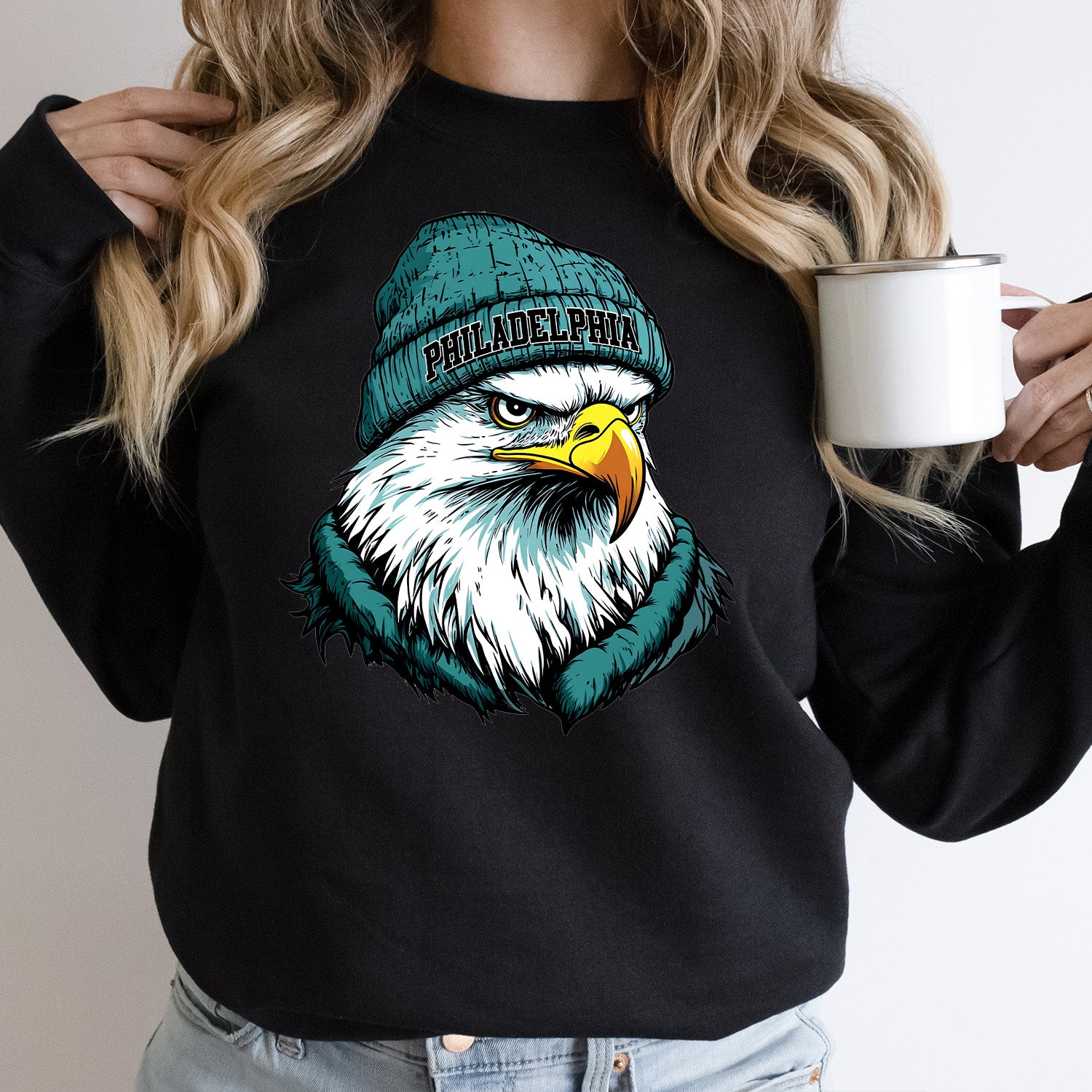 Philadelphia Beanie Eagle Vintage Cartoon Unisex Sweatshirt