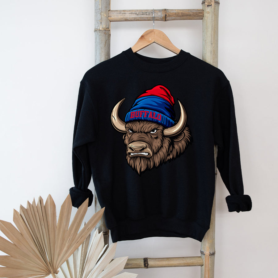 Buffalo Beanie Vintage Cartoon Unisex Sweatshirt