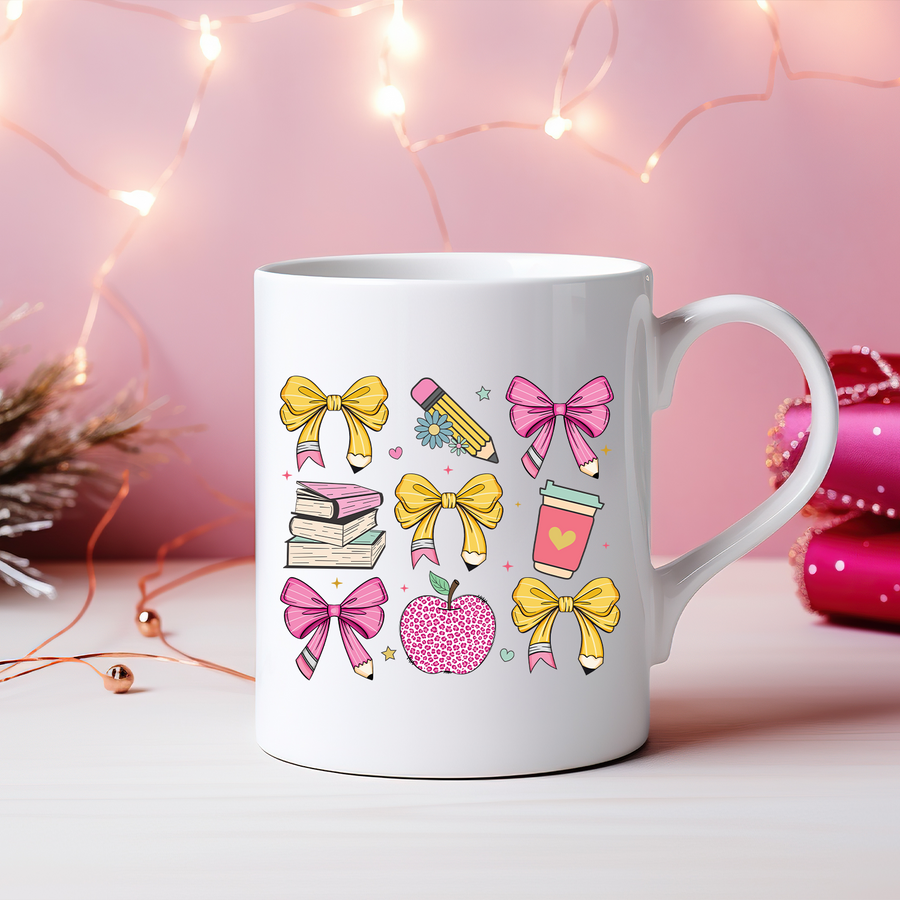 Teacher Coquette Pencil Bow  15oz Mug