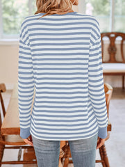 Striped Round Neck Long Sleeve T-Shirt