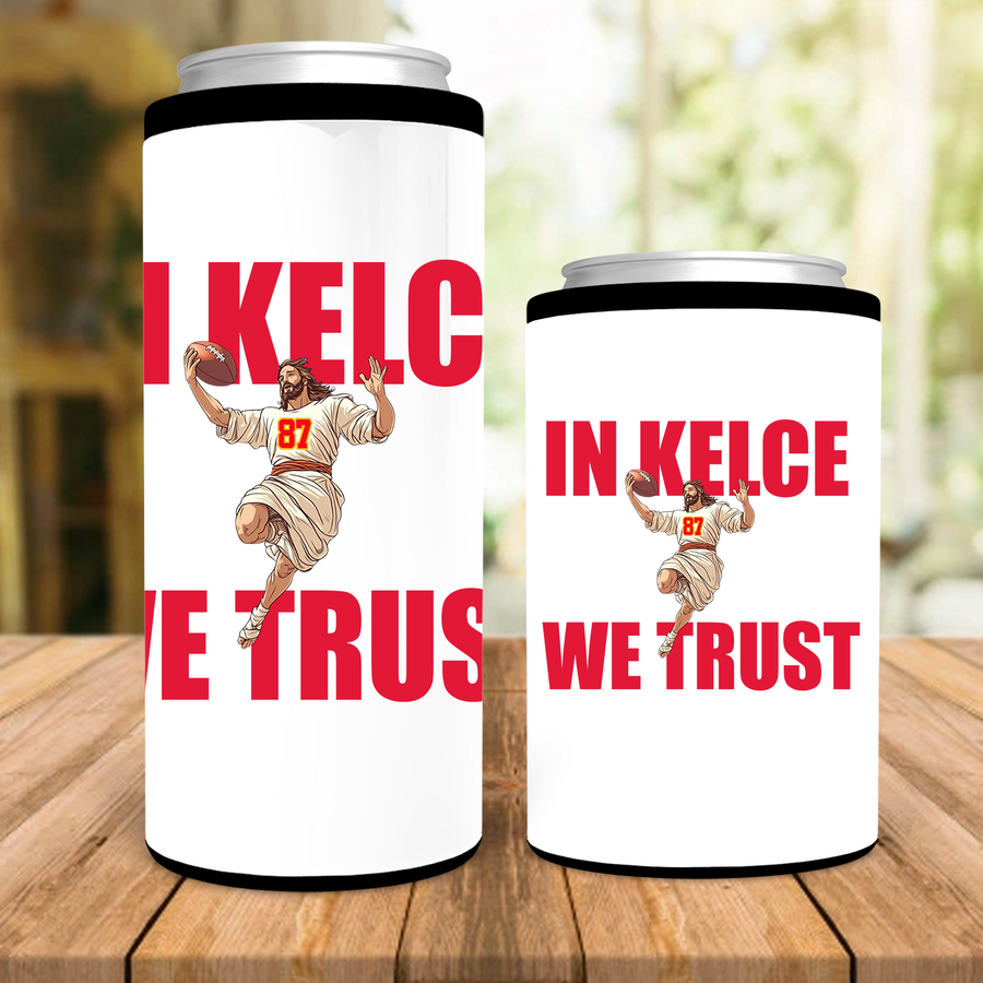 In Kelce We Trust Kansas City Jesus Can Cooler