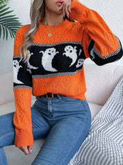 Ghost Round Neck Long Sleeve Sweater