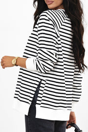 Side Slit Stripe Raglan Sleeve Sweatshirt