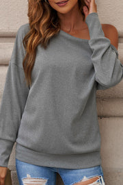 Single Shoulder Long Sleeve Sweatshirt with Zip