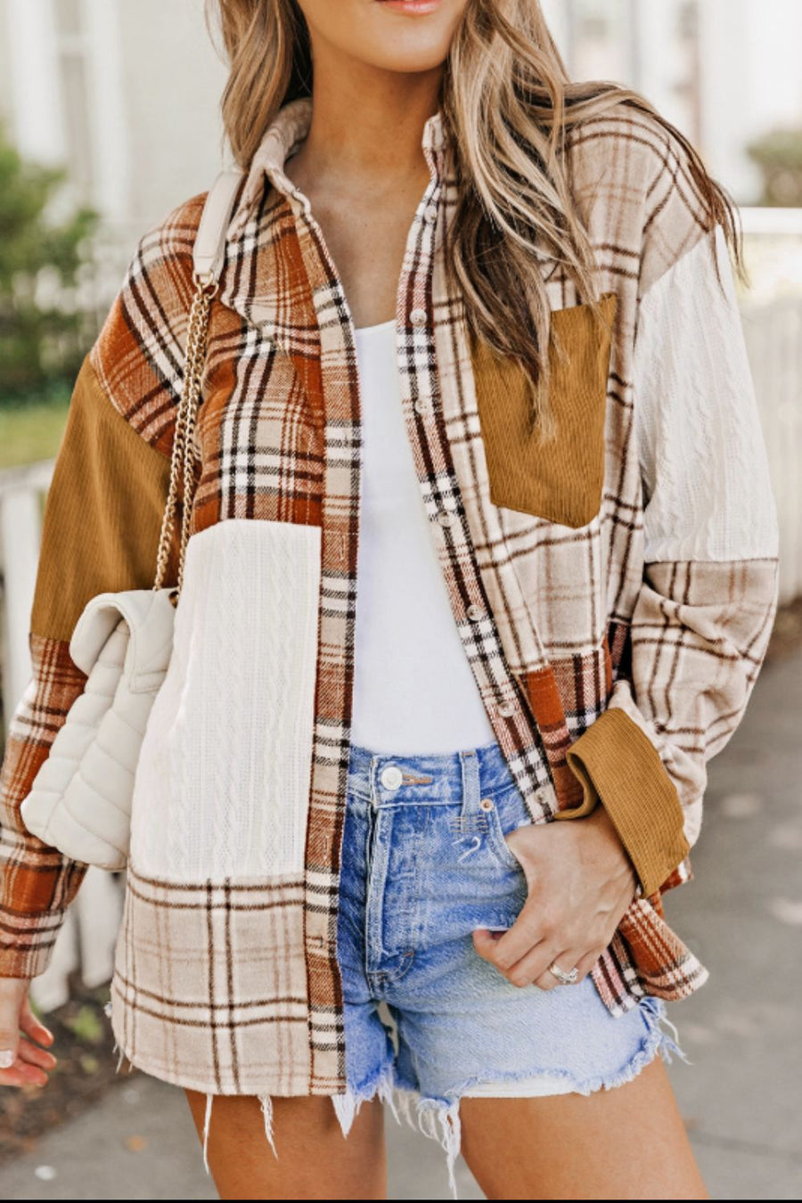 Plaid Button Up Long Sleeve Shacket