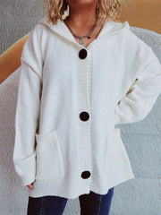 Dropped Shoulder Long Sleeve Hooded Cardigan