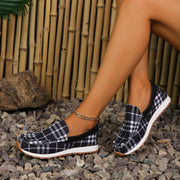 Plaid Round Toe Slip-Ons