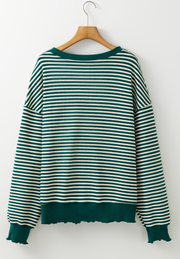 LUCKY Striped Round Neck Long Sleeve Sweatshirt