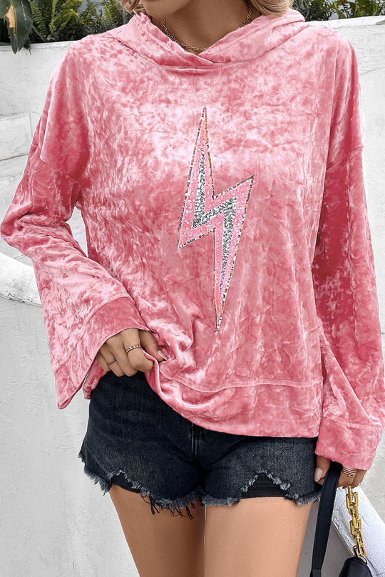 Thunderbolt Sequin Long Sleeve Hoodie