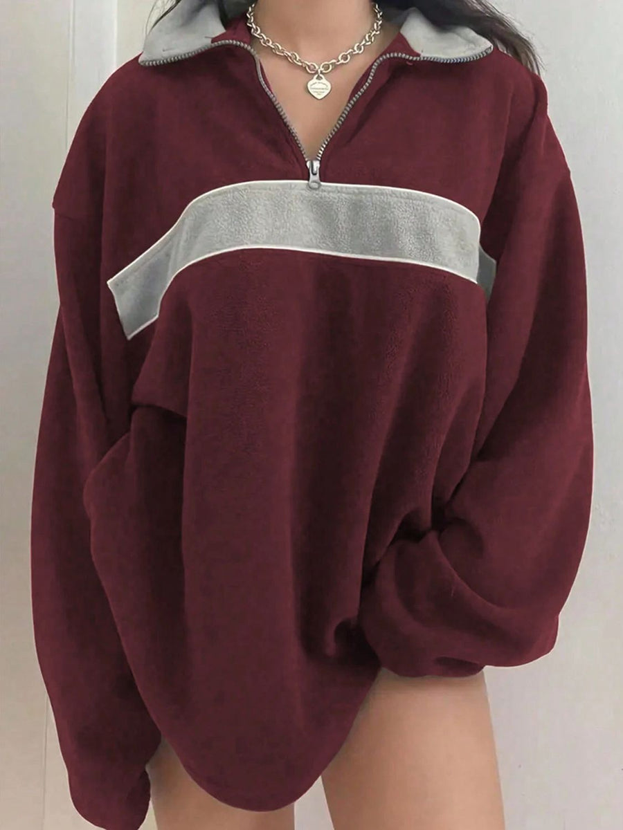 Contrast Dropped Shoulder Long Sleeve Sweatshirt