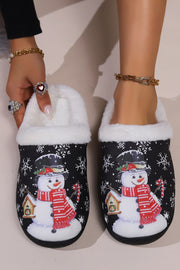 Snowman Round Toe Faux Fur Slippers