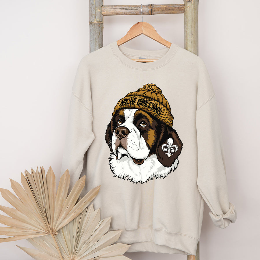 New Orleans Beanie Saint Bernard Cartoon Unisex Sweatshirt