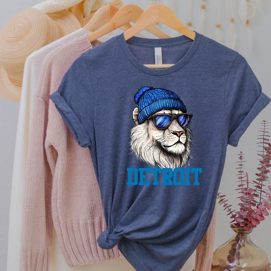 Detroit Beanie Lion Unisex T-shirt