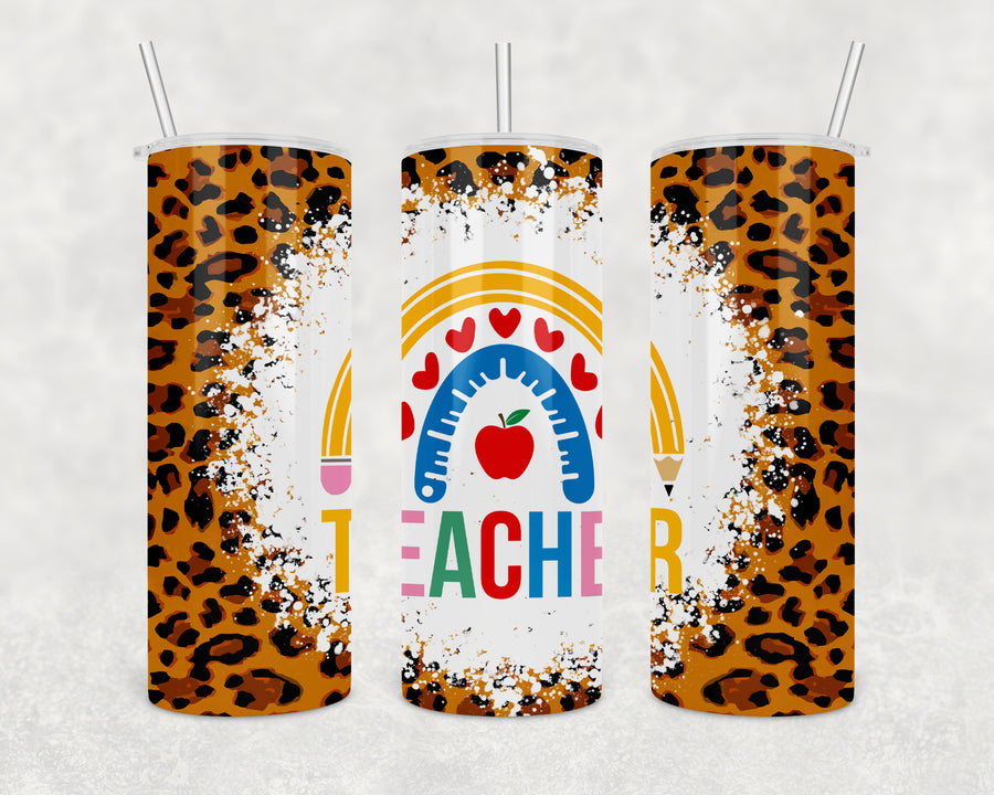 Leopard Print Teacher 20oz Skinny Tumbler