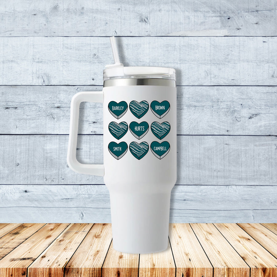 Eagles Candy Hearts 40oz Travel Mug