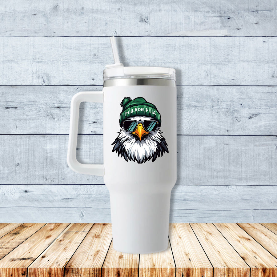 Philly Eagle Cartoon 40oz Travel Mug