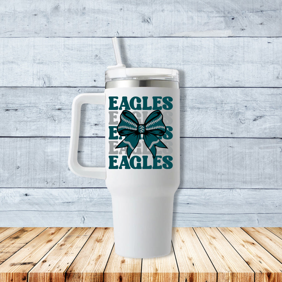 Eagles Football Bow 40oz Travel Mug