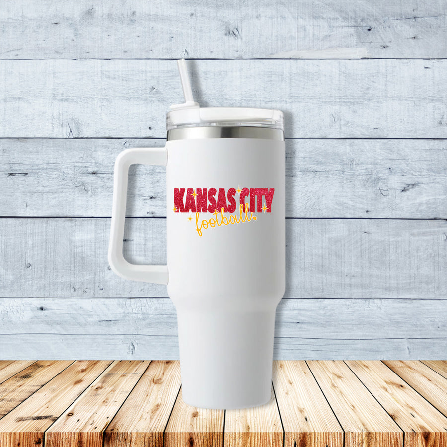 Glitter Kansas City Football 40oz Travel Mug