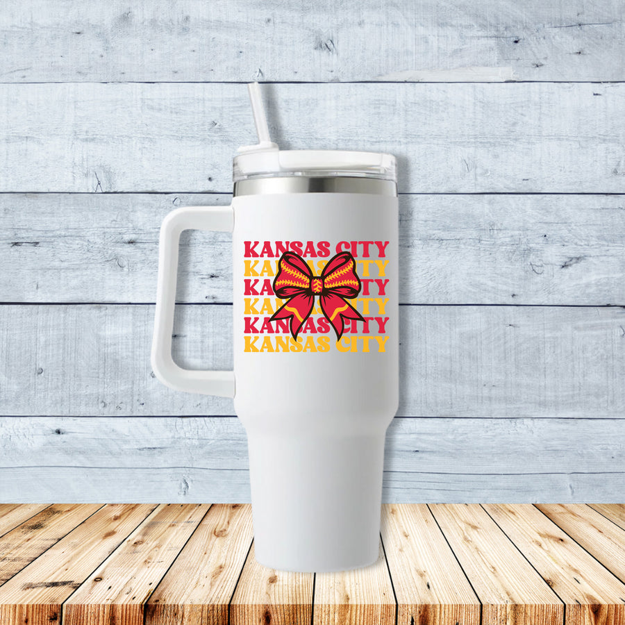 Kansas City Football Bow 40oz Travel Mug