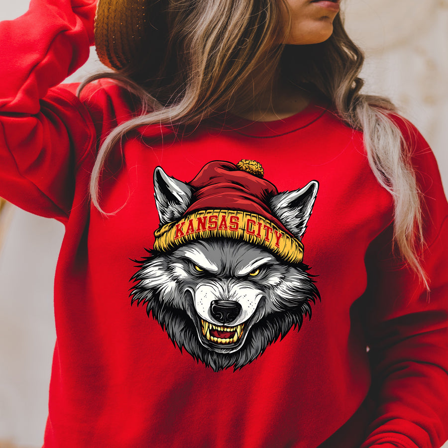 Kansas City Beanie Wolf Vintage Cartoon Unisex Sweatshirt