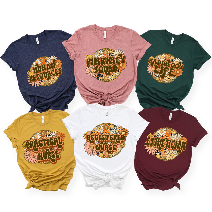 Retro Flowers Professional Titles 3 Unisex T-shirt