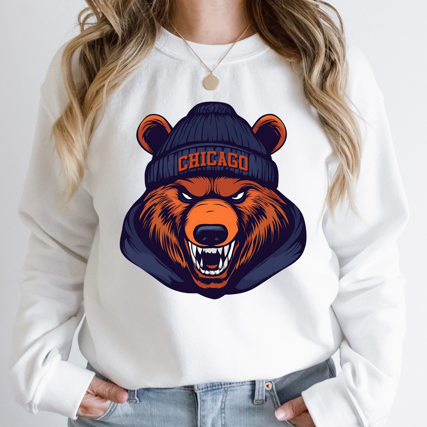 Chicago Beanie Bear Vintage Cartoon Unisex Sweatshirt