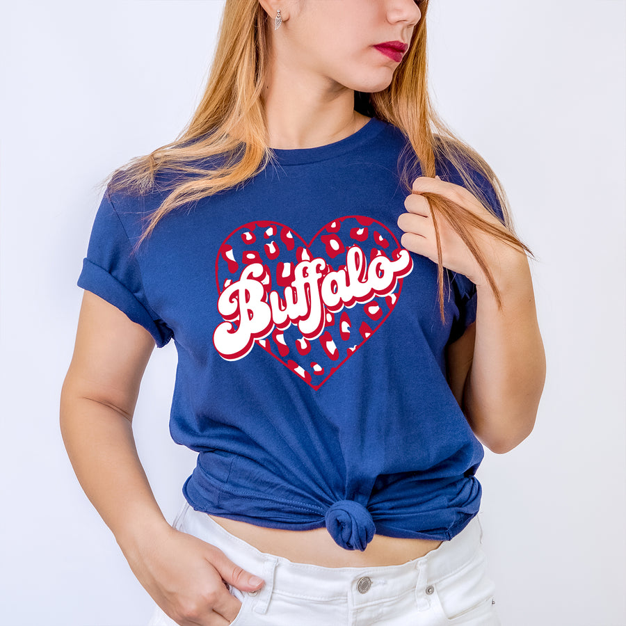 Buffalo Leopard Heart Unisex T-shirt