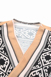 Printed Open Front Sleeveless Cardigan