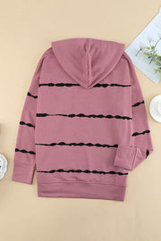 Drawstring Striped Dropped Shoulder Hoodie