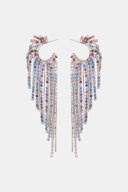 Fringed Rhinestone Zinc Alloy Dangle Earrings