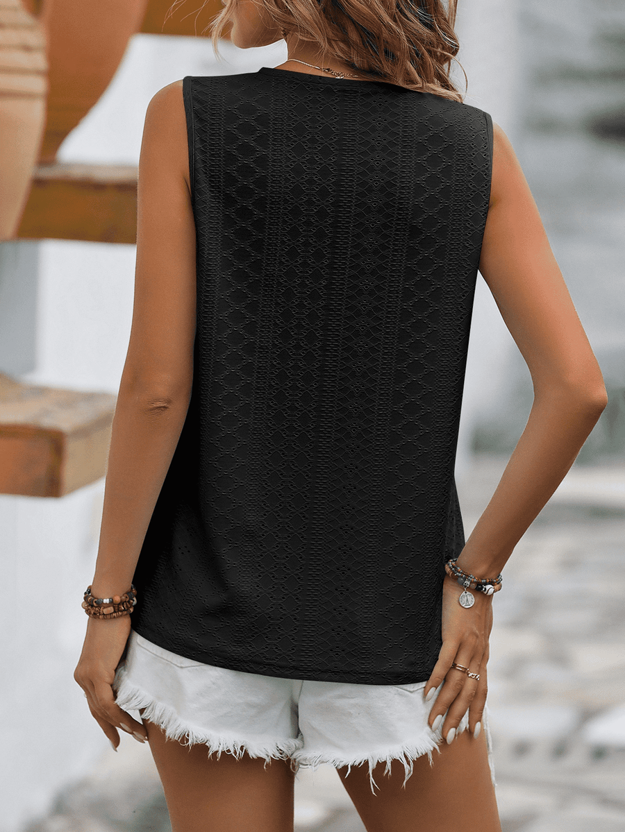 Spliced Lace V-Neck Sleeveless Tank