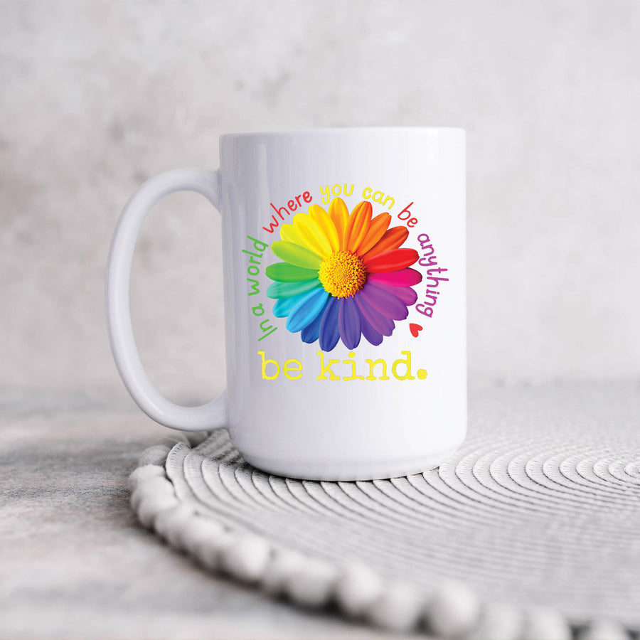 Be Kind Rainbow Flower 15oz Mug