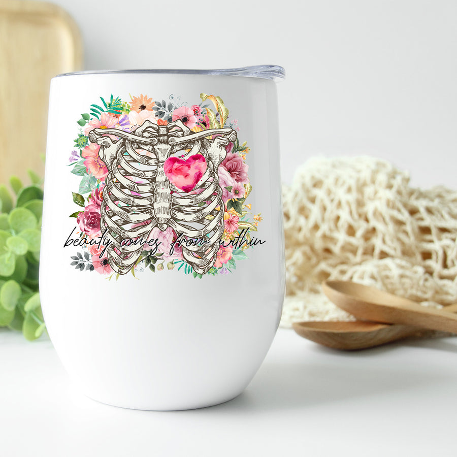 Beauty Comes From Within Wine Tumbler