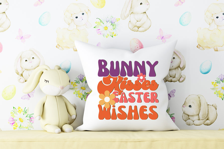 Bunny Kisses Easter Wishes Pillow Case